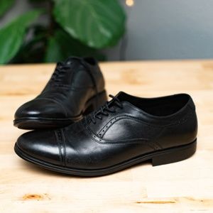 Rockport Men's Black Leather Cap Toe Dress Shoes